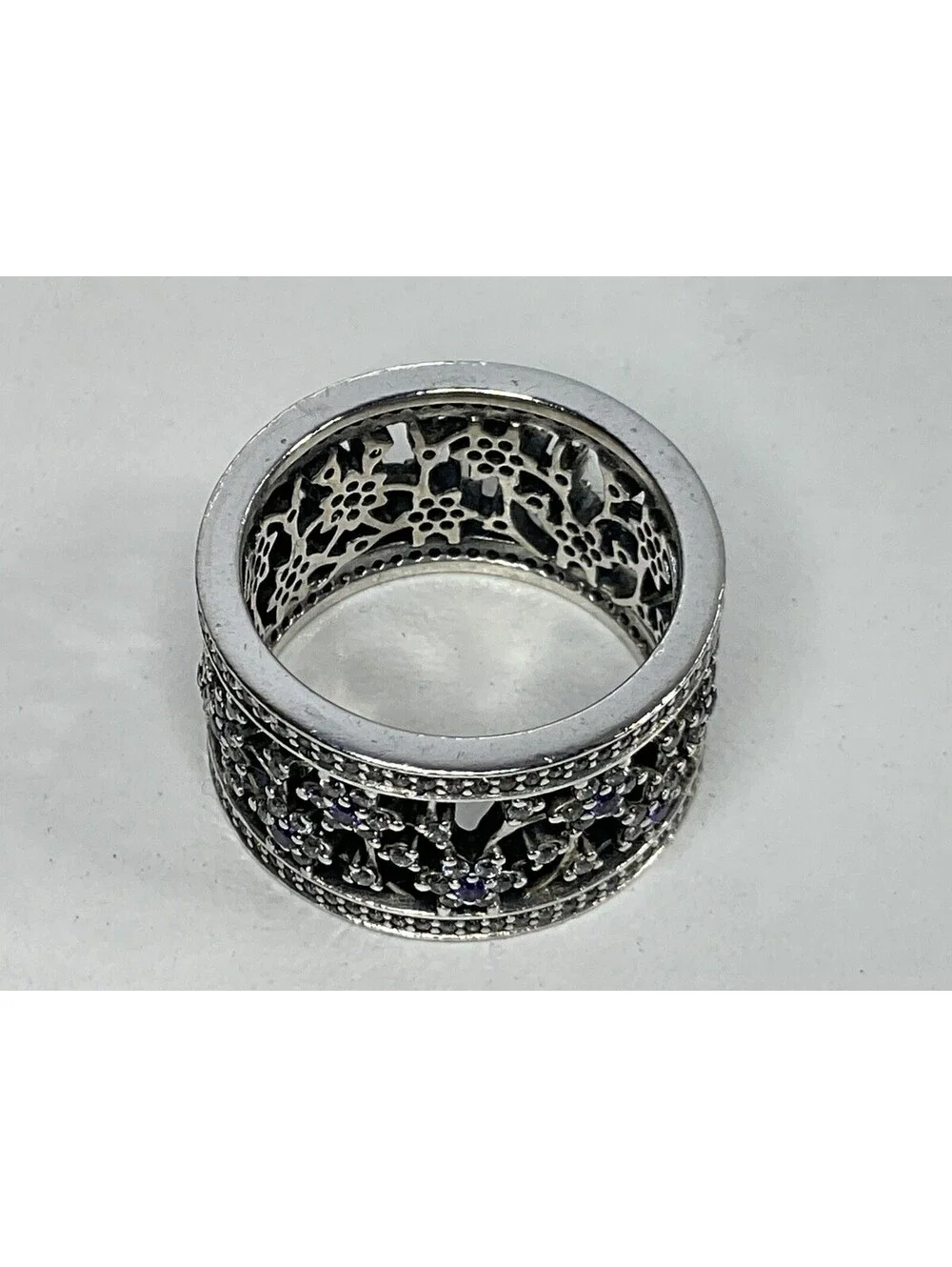 Pandora Forget Me Not Purple CZ Ring Sz 6 Retired